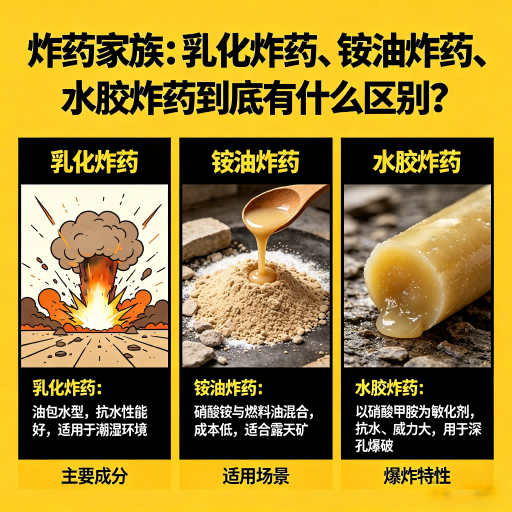 大庆炸药家族：乳化炸药、铵油炸药、水胶炸药到底有什么区别？
